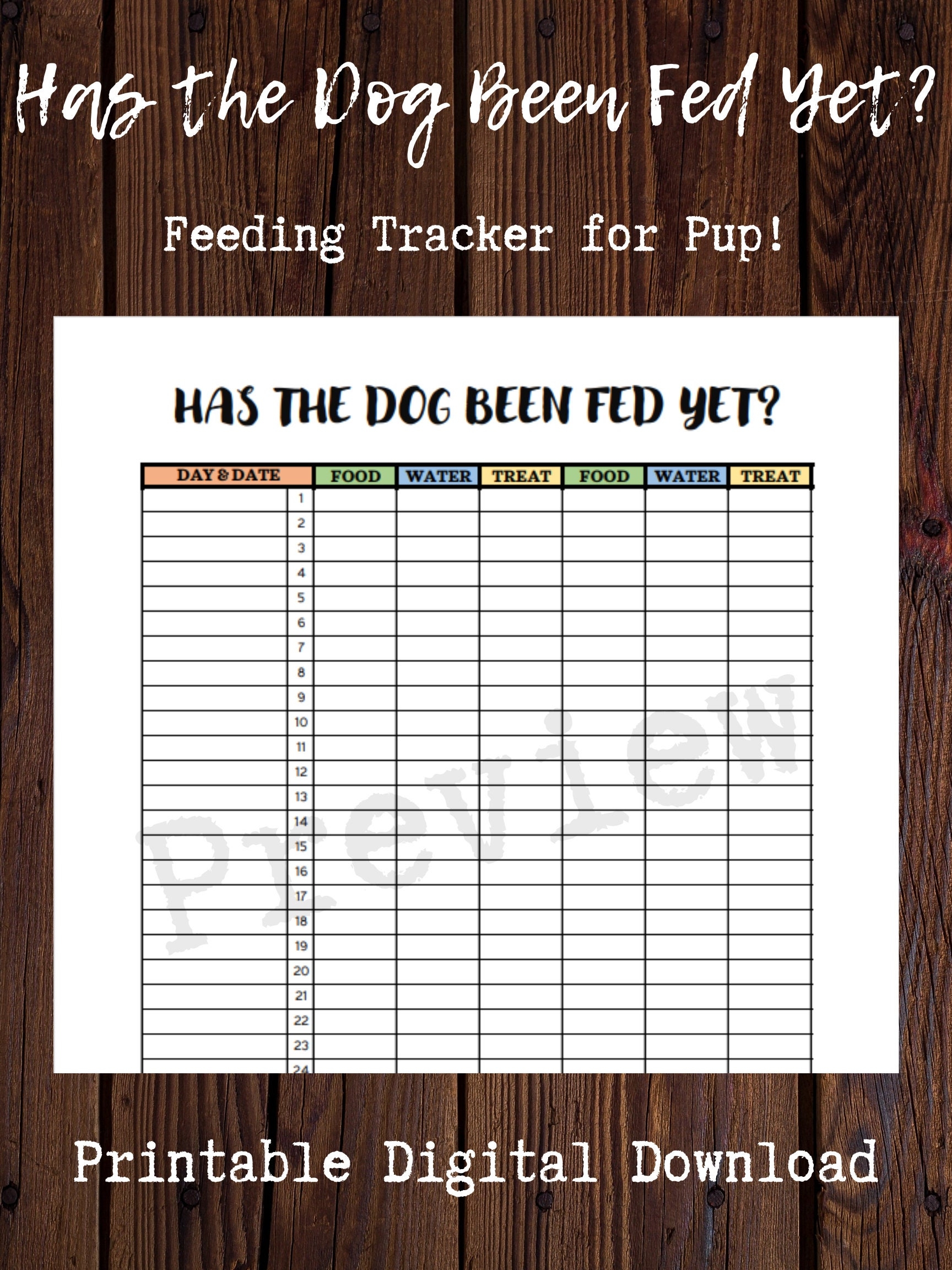 Free Printable Dog Feeding Chart