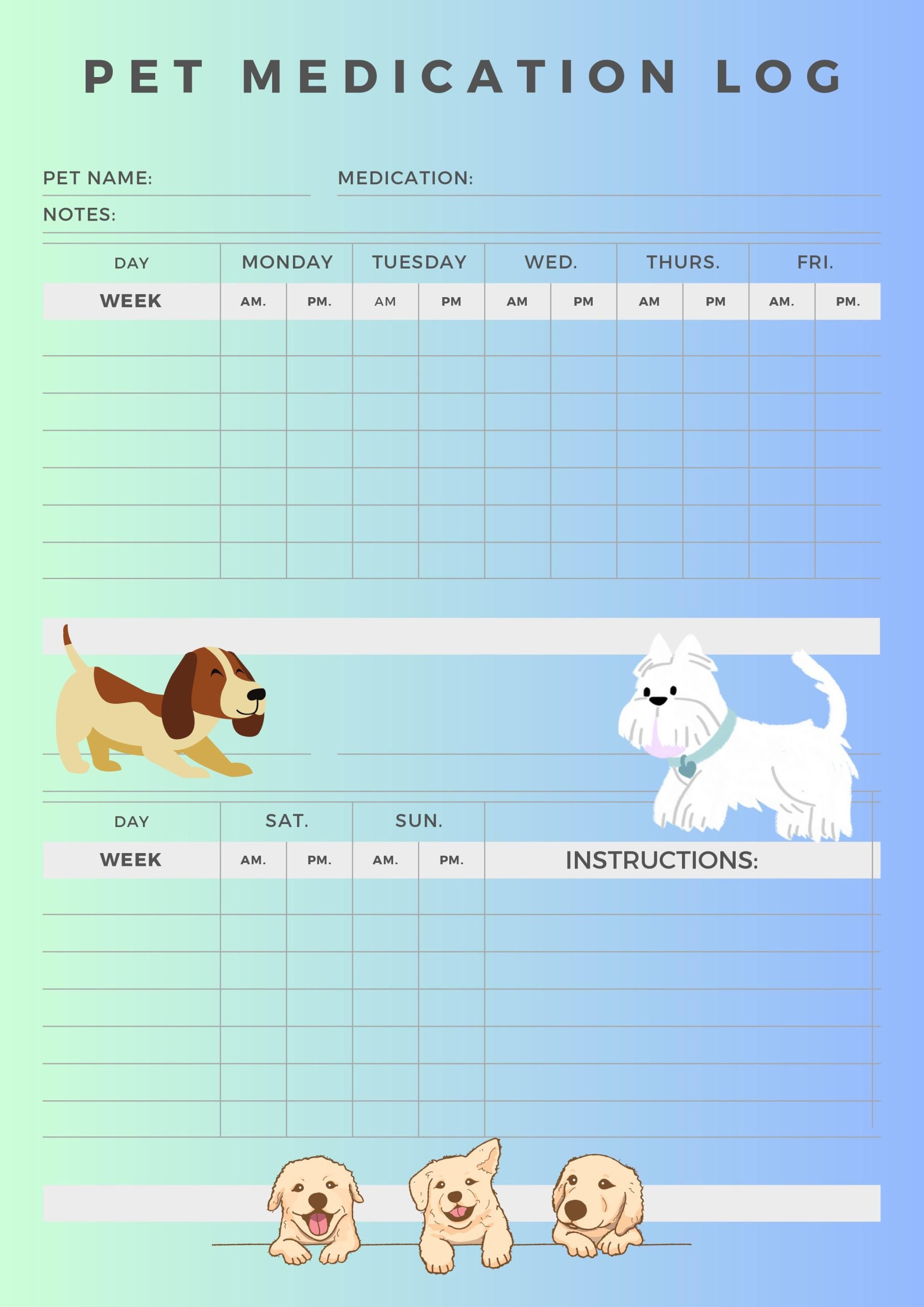 Dog Medication Tracker Blue Custom Pet Portraits Adelaide