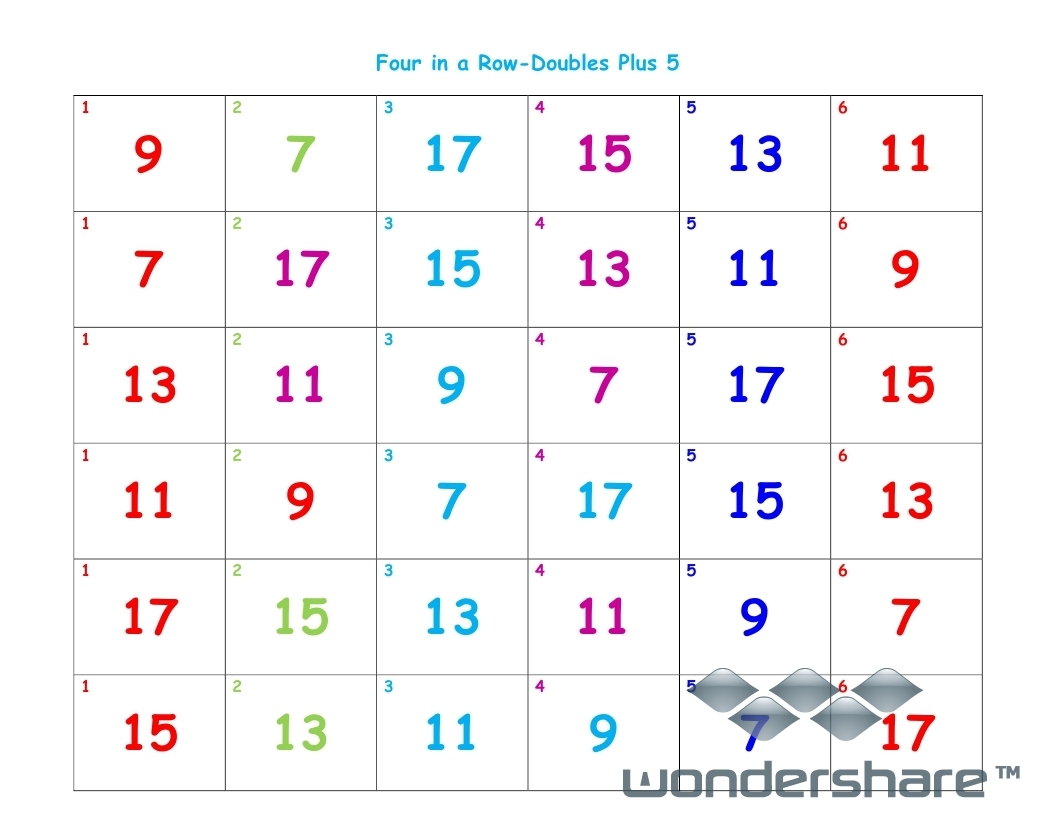 Doubles Plus 5 Four In A Row Made By Teachers