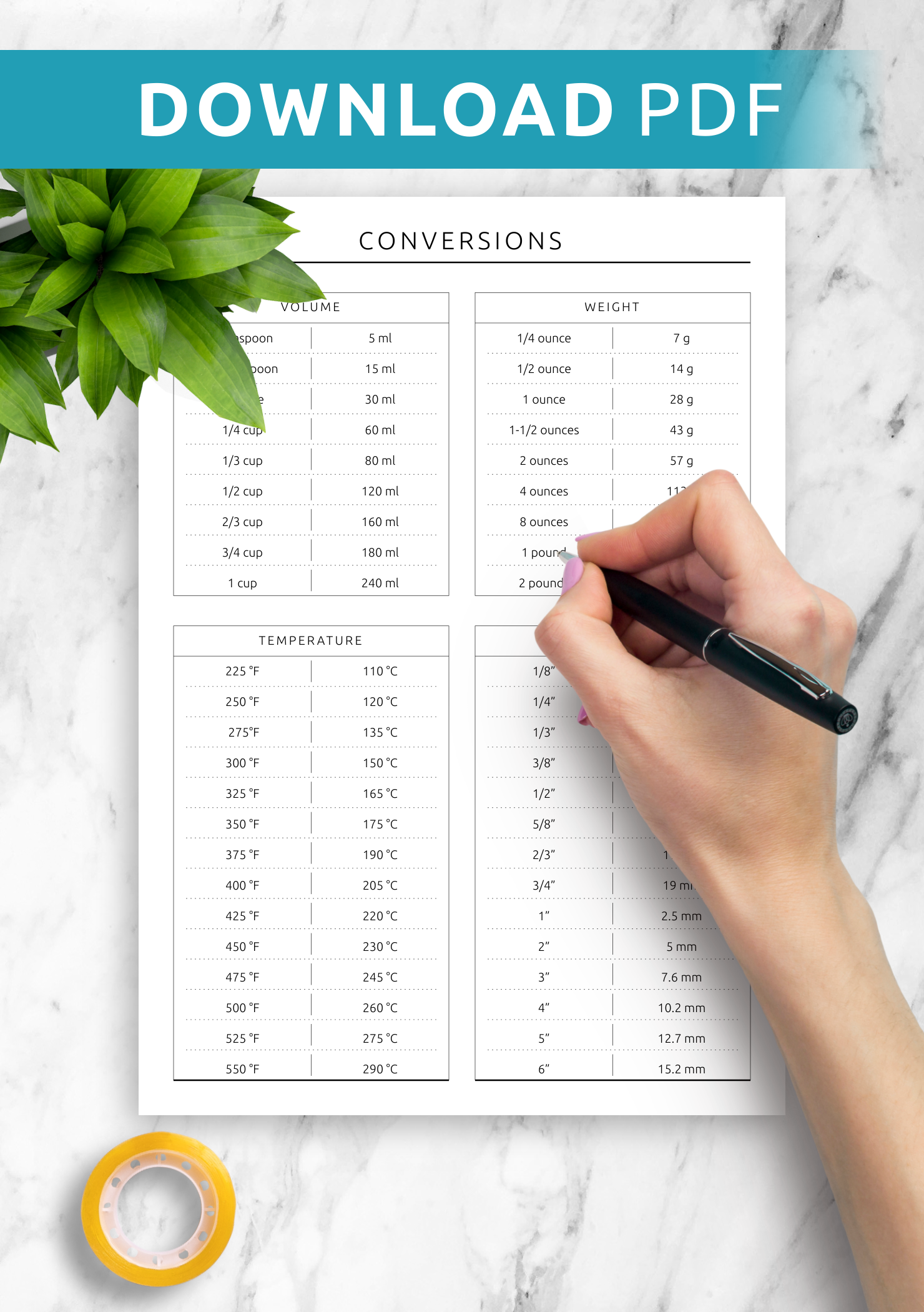 Download Printable Conversions Table Template PDF Download Printable Conversions Table Template PDF