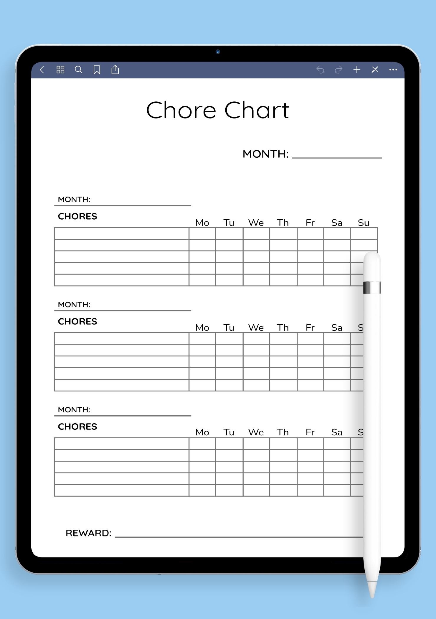 Free Blank Chore Chart Printable