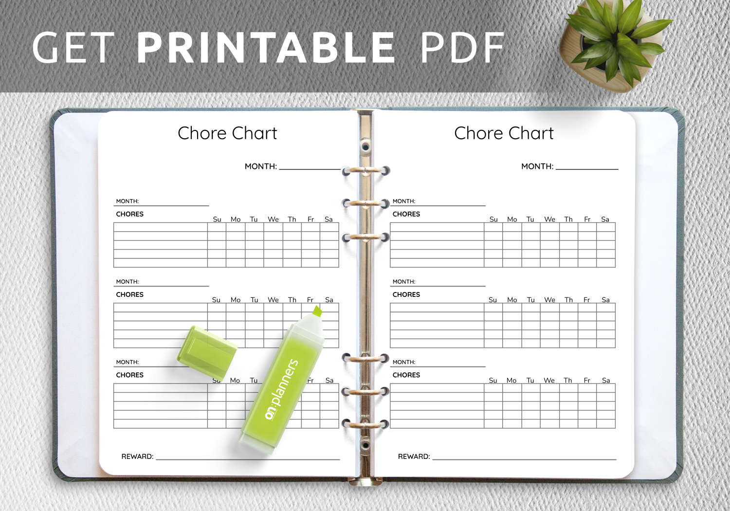 Download Printable Simple Monthly Chore Chart Template PDF