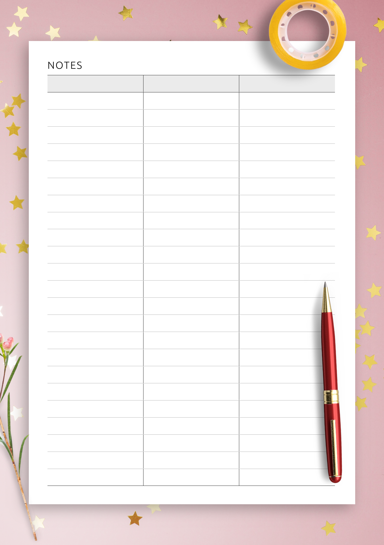 Free Printable 5 Column Chart