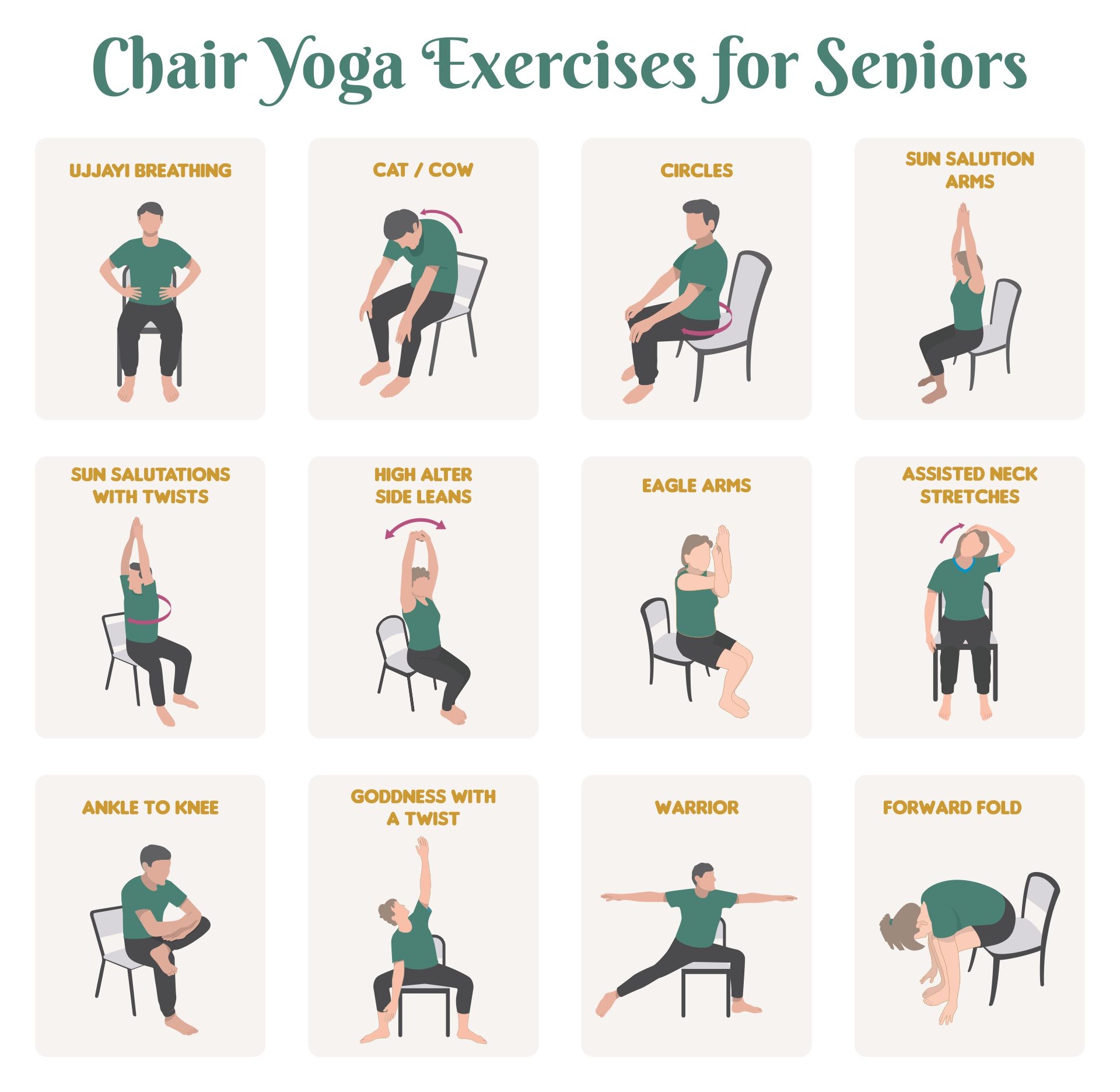 Easy Out 7 Best Images Of Printable Chair Yoga Exercises For Seniors Printable Printable Chair Yoga Chart For Seniors Free