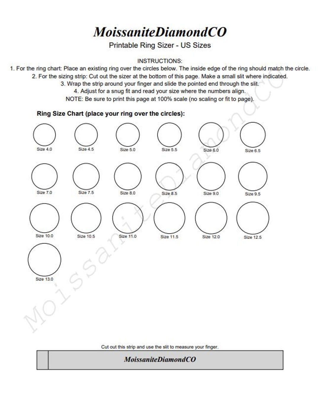 Printable Ring Size Chart Usa Printable Ring Size Chart Usa