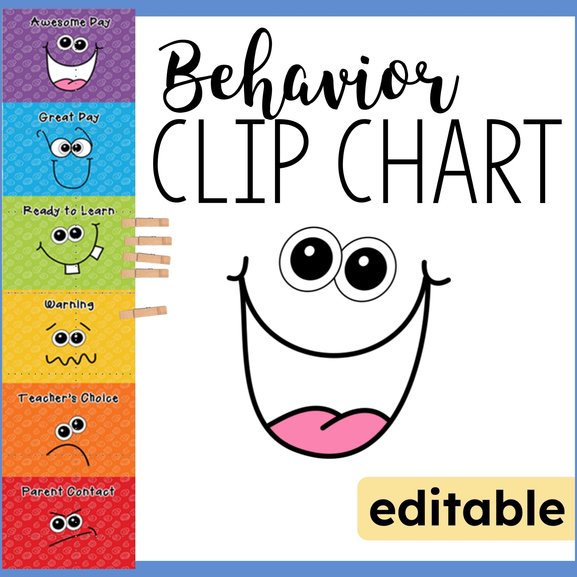 Editable Behavior Clip Chart Classroom Management For Emergent Readers Hooty s Homeroom