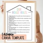 Editable House Rules Chart For Kid And Families Household Rules Chart Family Values Chart Family Rules Printable FHE Lesson Family Council Etsy