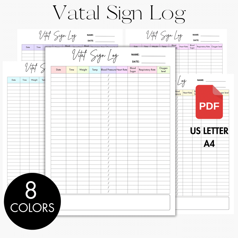Editable Vital Signs Log Printable
