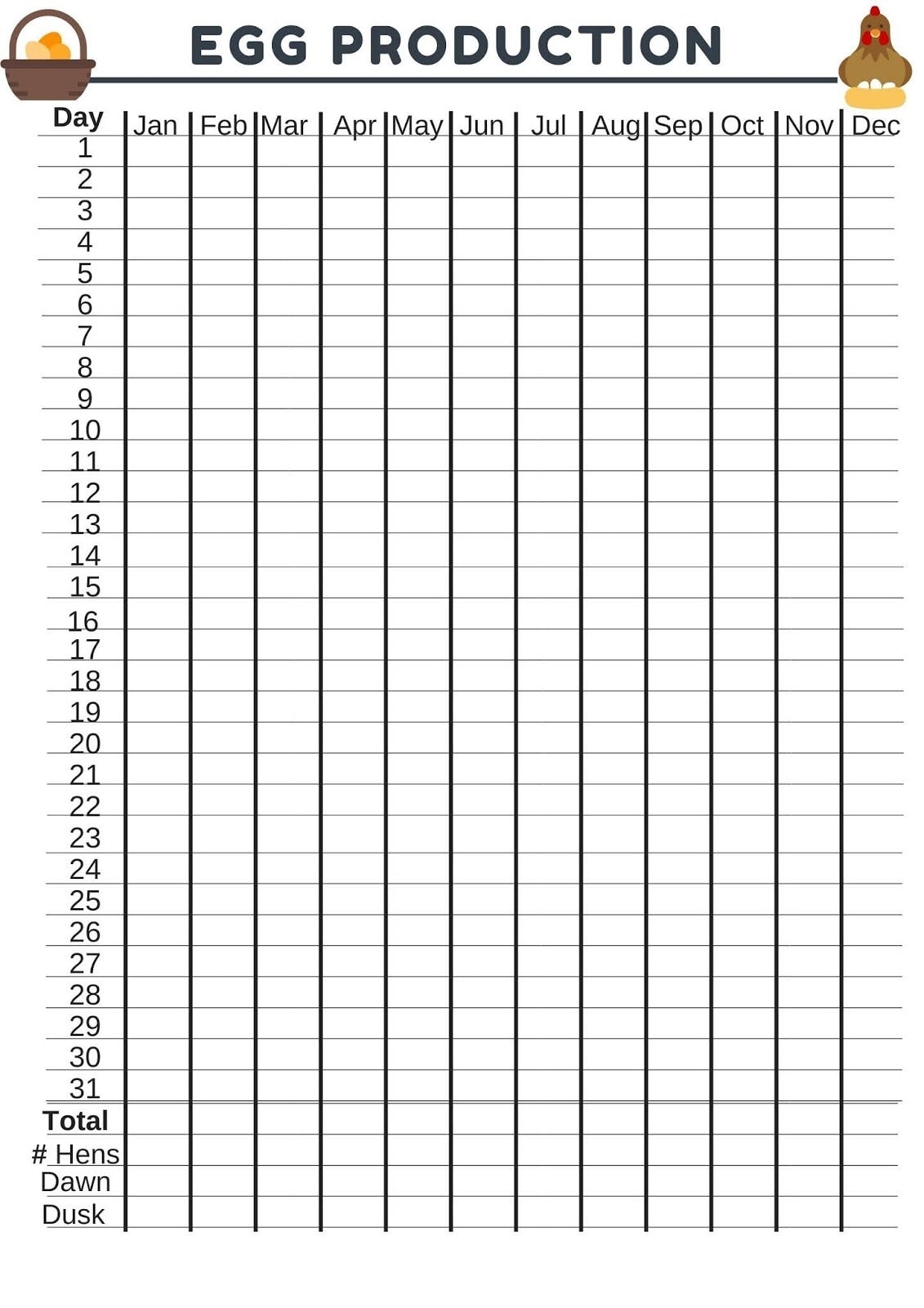 Egg Production Chart Etsy