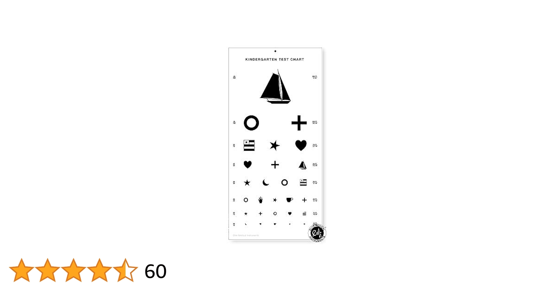 Elite Medical Instruments EMI Kindergarten Pediatric Eye Chart 22