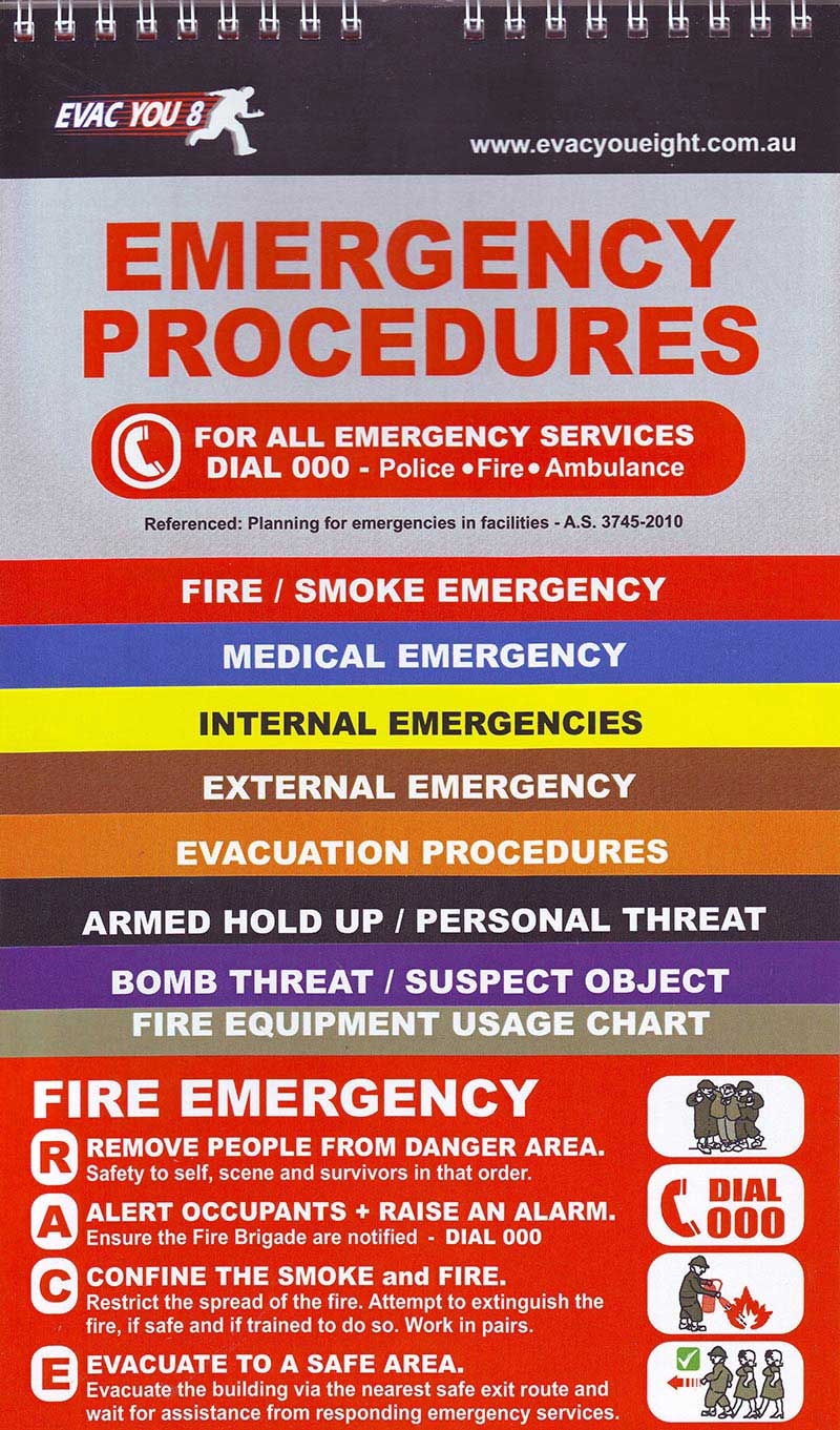 Emergency Procedures Flip Chart State One Fire Protection Security