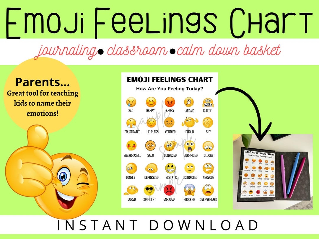 Emoji Feelings Chart For Kids Printable Emotions Journal digital Download Etsy Emoji Feelings Chart For Kids Printable Emotions Journal digital Download Etsy