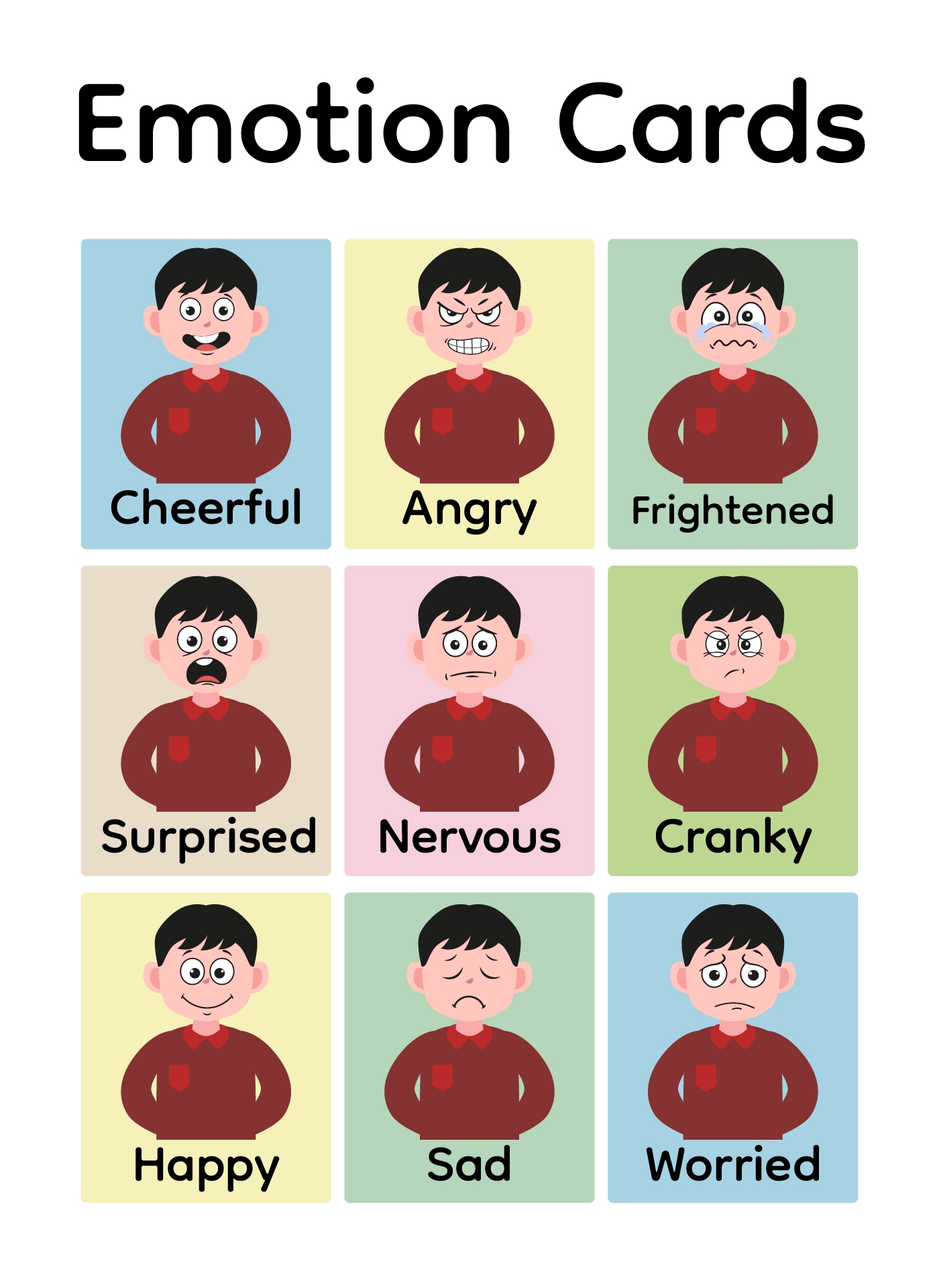 Emotion Cards 20 Free PDF Printables Printablee