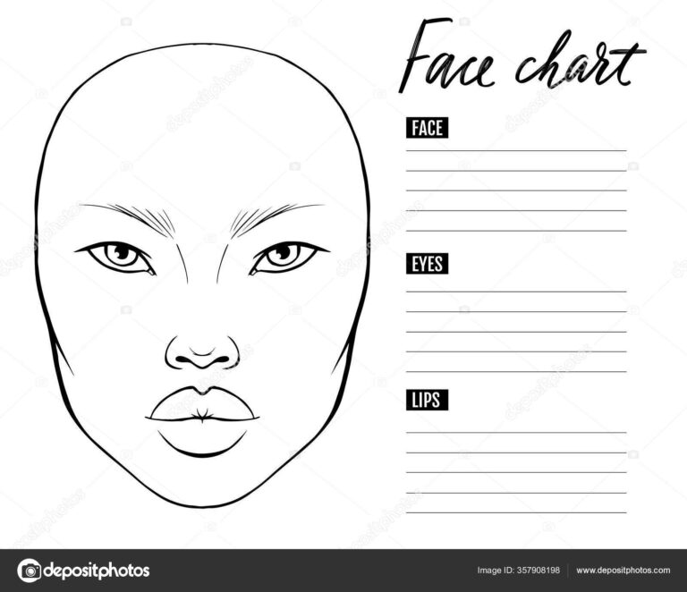 Face Chart Blank Makeup Artist Vector Template Stock Vector By YanaLesiuk 357908198