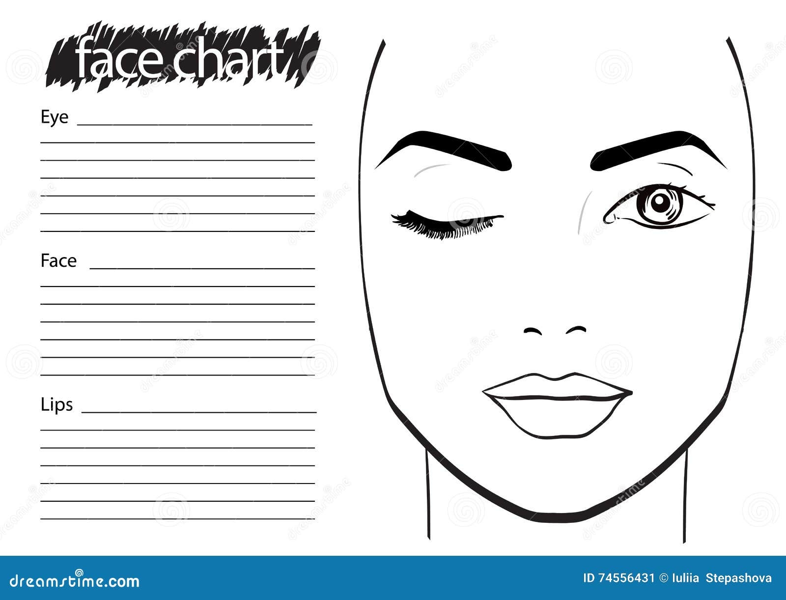 Face Chart Makeup Artist Blank Stock Illustration Illustration Of Fashion Element 74556431