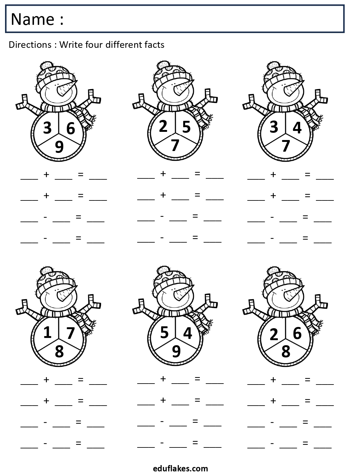 Fact Family Chart Printable