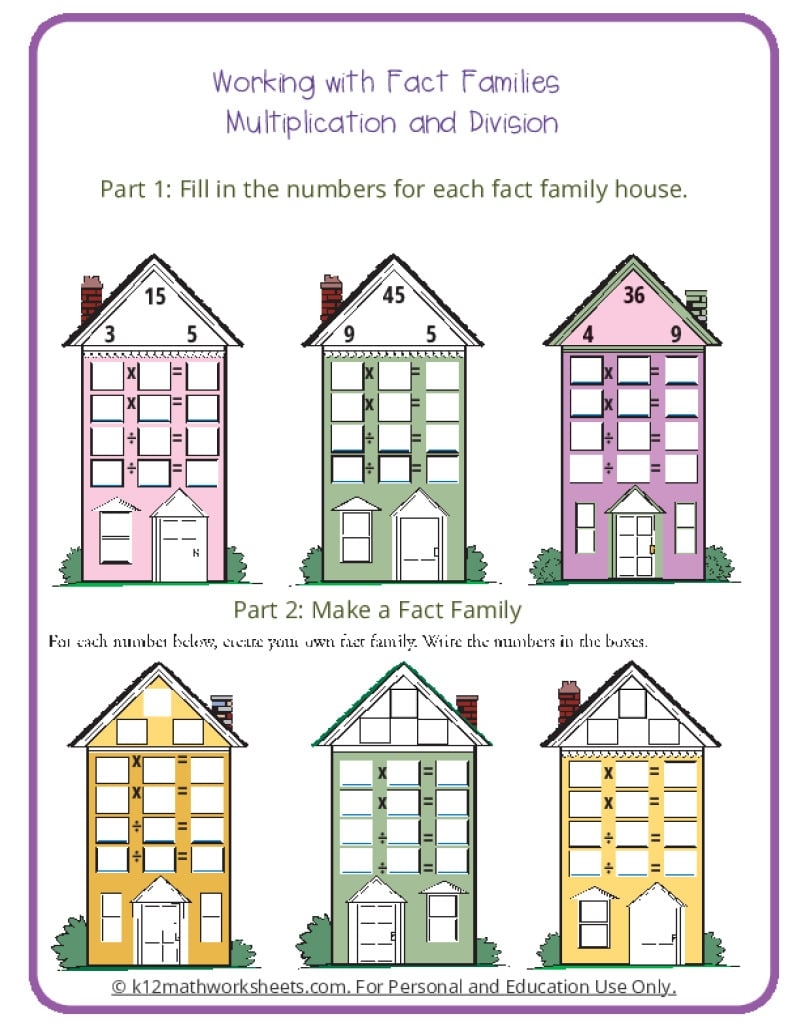 Fact Family Worksheets
