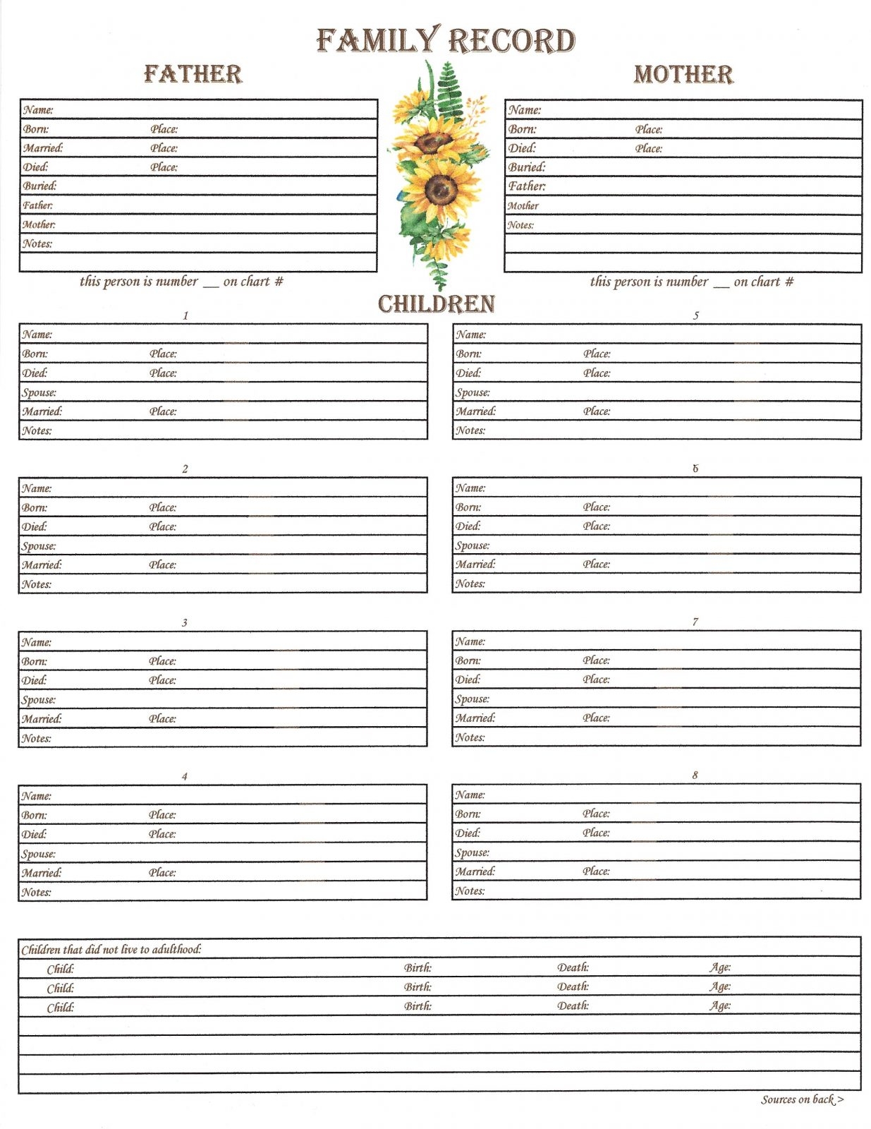 Family History Charts Printable