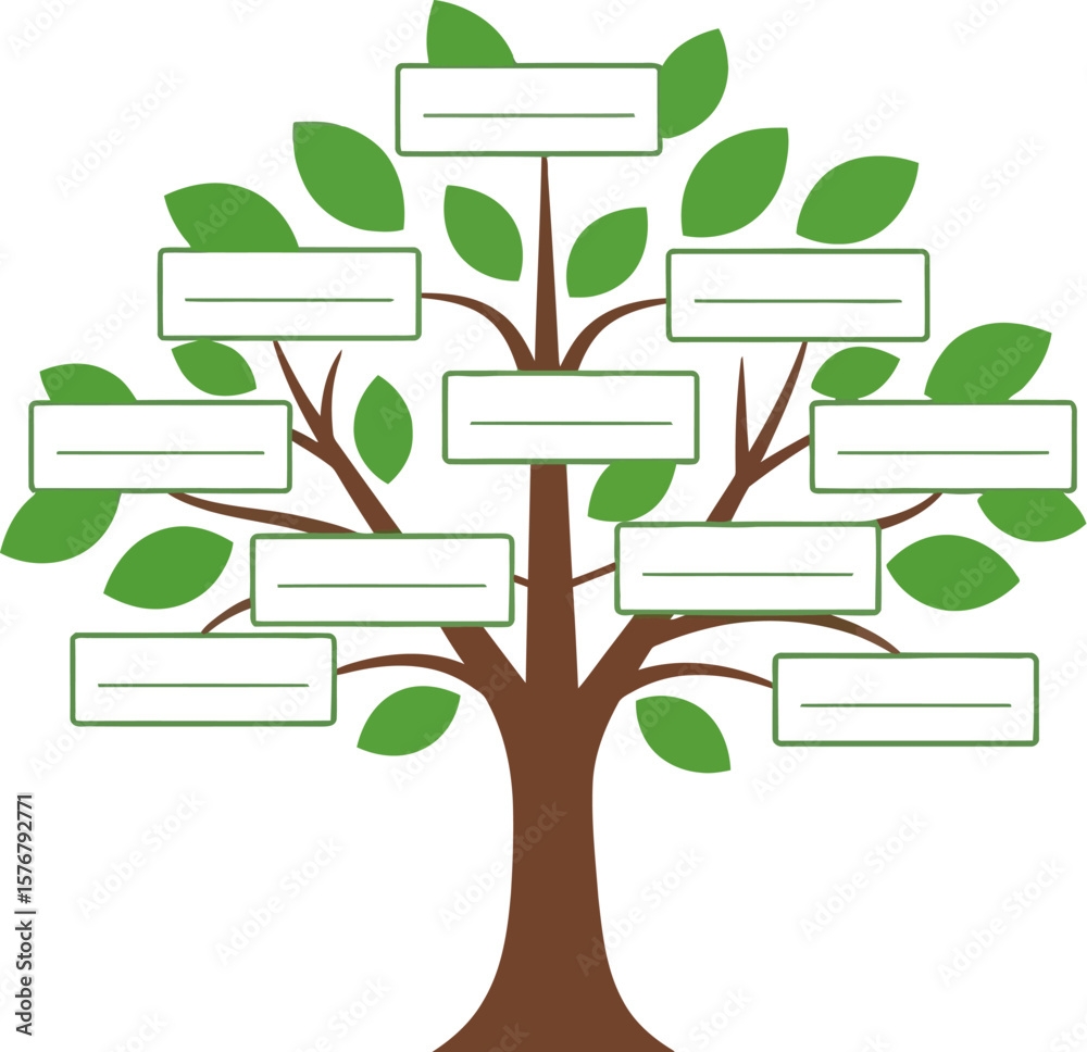Family Tree Template Printable Blank Genealogy Chart Diagram Ancestor Tree Diagram For Kids Adults Stock Vector Adobe Stock