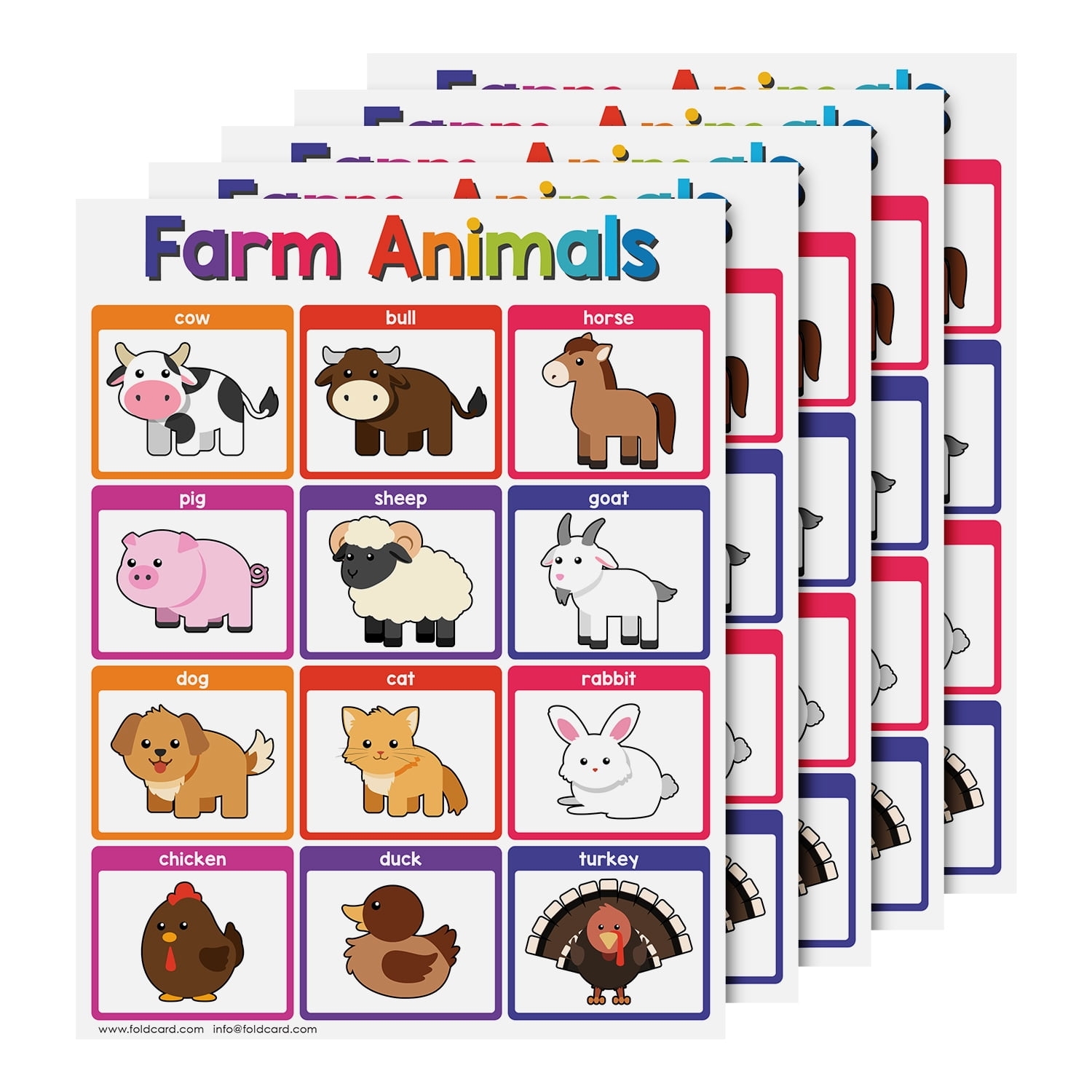 Farm Animals Educational Chart For Preschool To Grade 1 Kids Bright And Colorful Educational Visual Learning Aid Poster For Classroom Or Home Glossy Durable Cardstock 8 5 X 11 5 Per Pack Walmart
