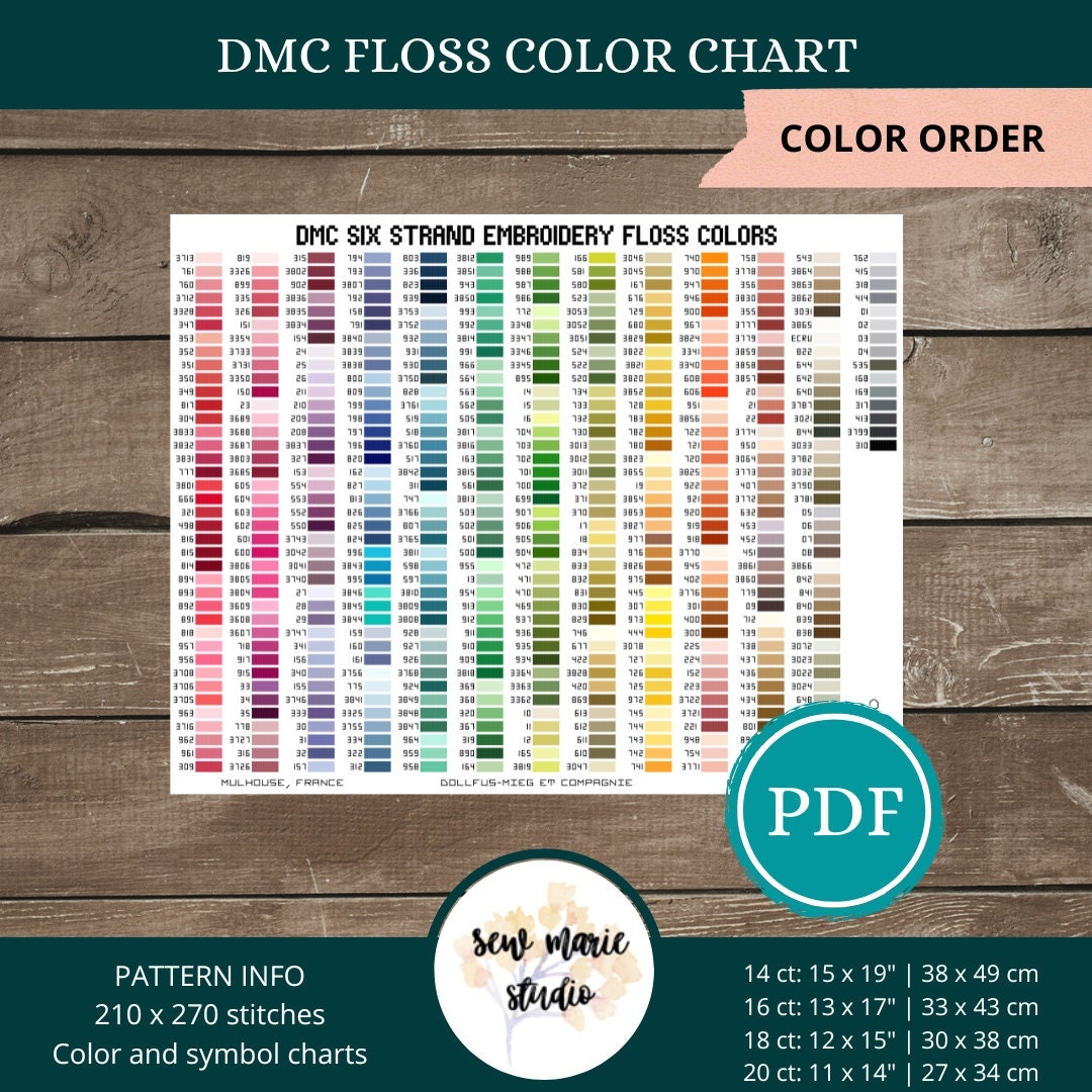Floss Color Chart Cross Stitch Pattern COLOR ORDER DMC Floss Color Theory Color Swatches Etsy