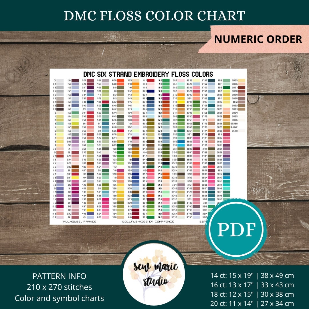 Floss Color Chart Numeric Order Cross Stitch Pattern DMC Floss Color Theory Color Swatches Etsy Floss Color Chart Numeric Order Cross Stitch Pattern DMC Floss Color Theory Color Swatches Etsy