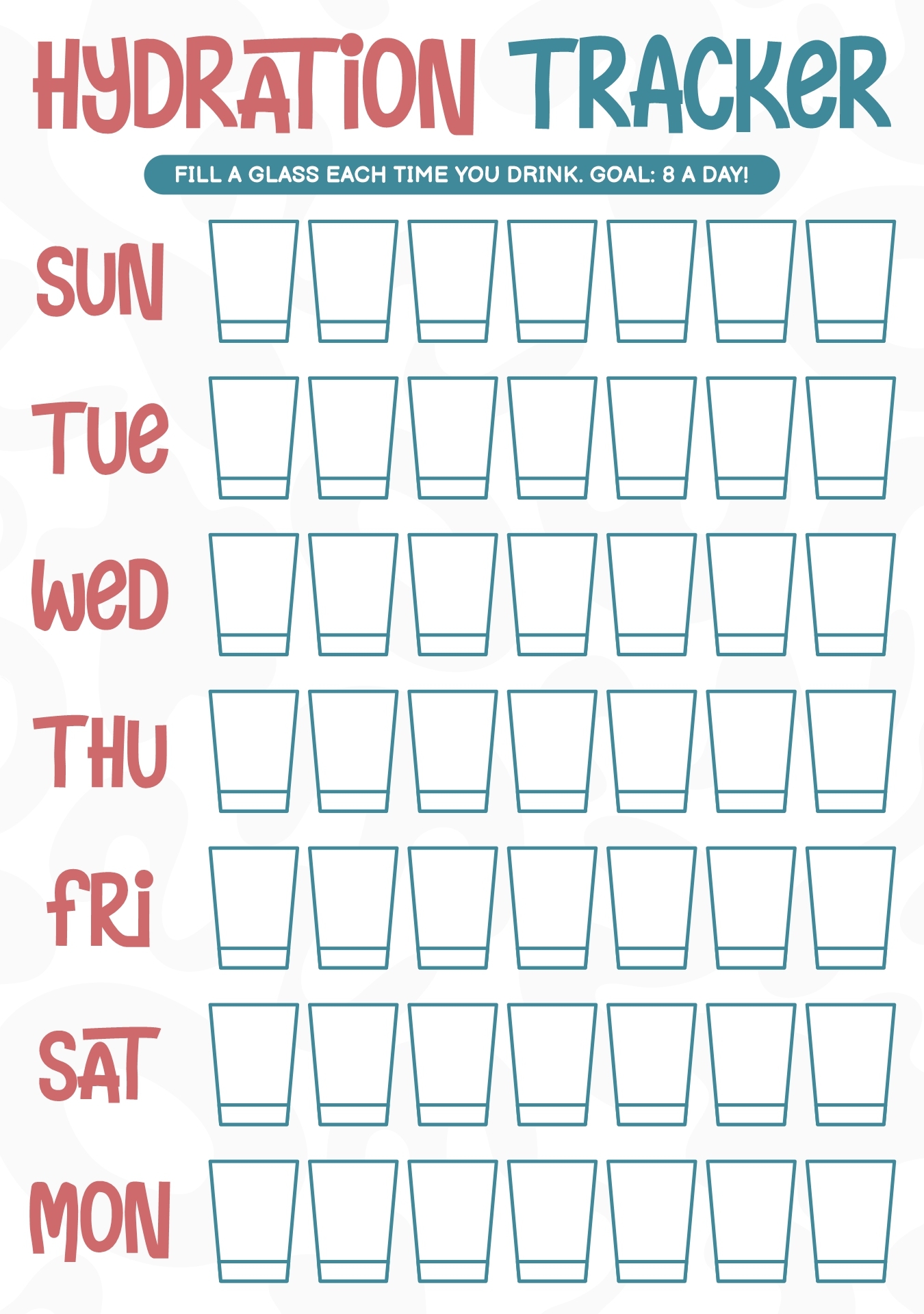 Free Printable Fluid Intake Chart