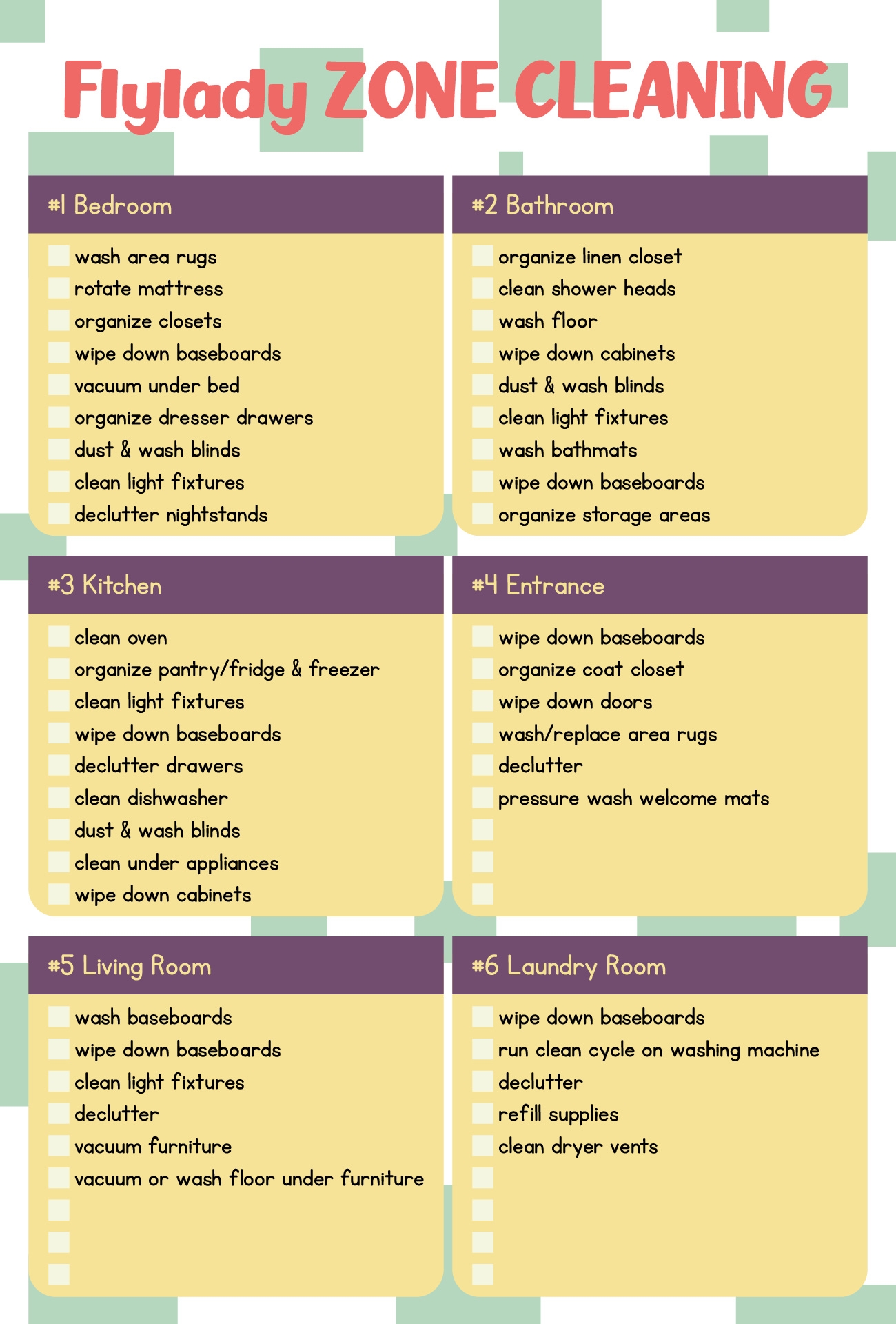 FlyLady Checklists 12 Free PDF Printables Printablee