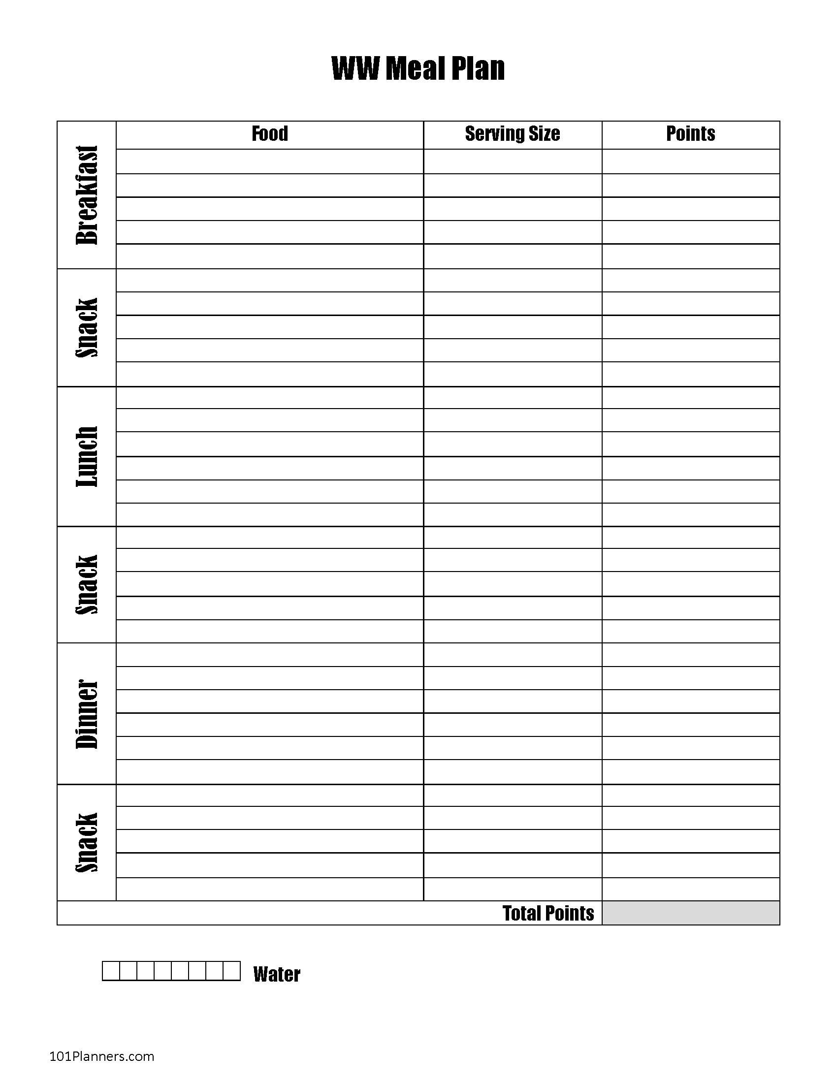 Food Diary Template Free Printable Track Food And Water Intake