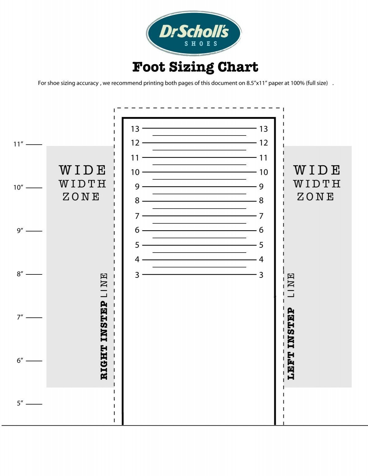 Printable Shoes Size Chart