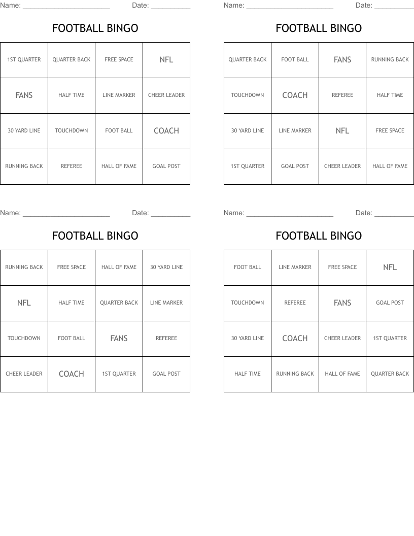 Printable Blank Football Depth Chart Pdf