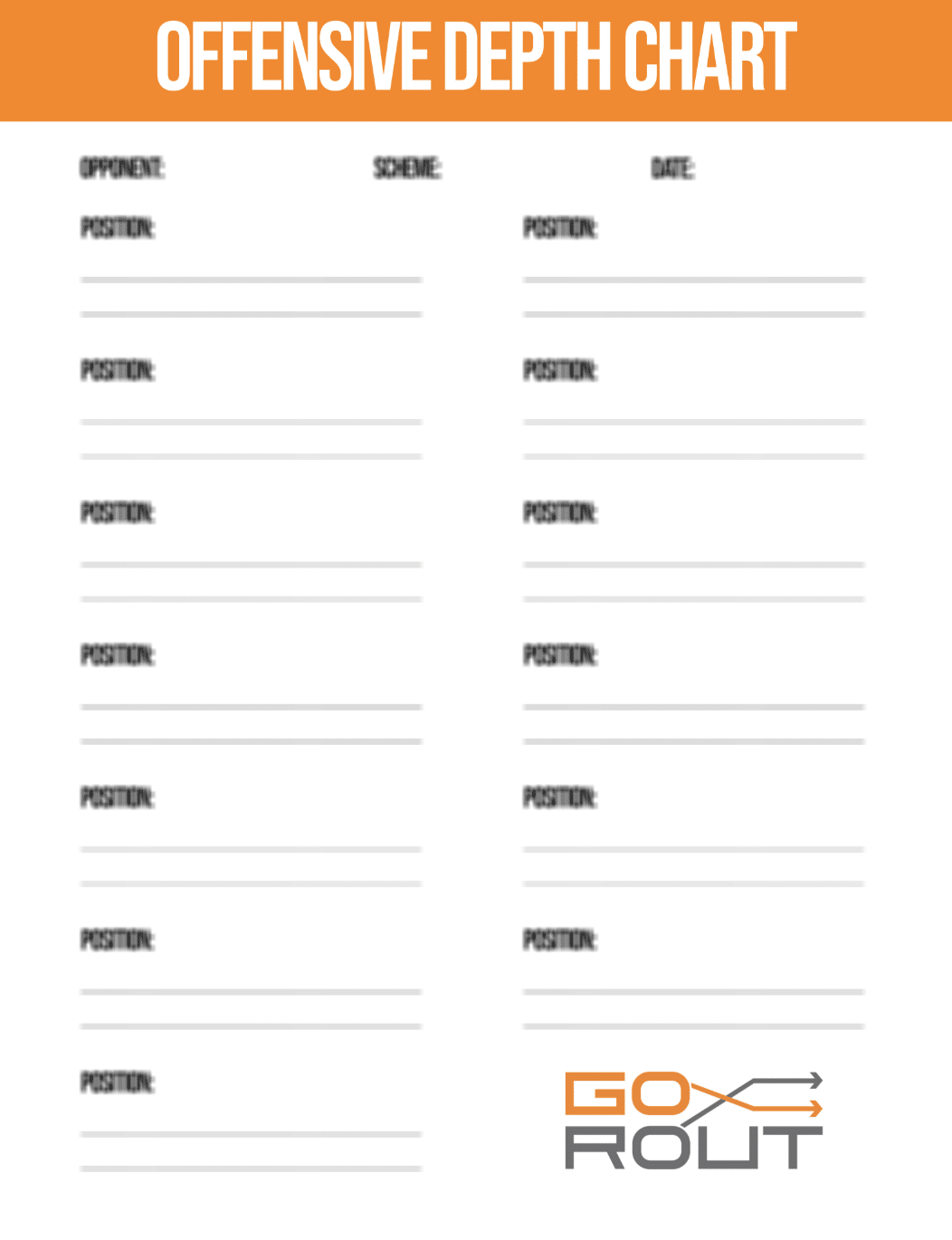 Football Depth Chart FREE GoRout Football Depth Chart FREE GoRout