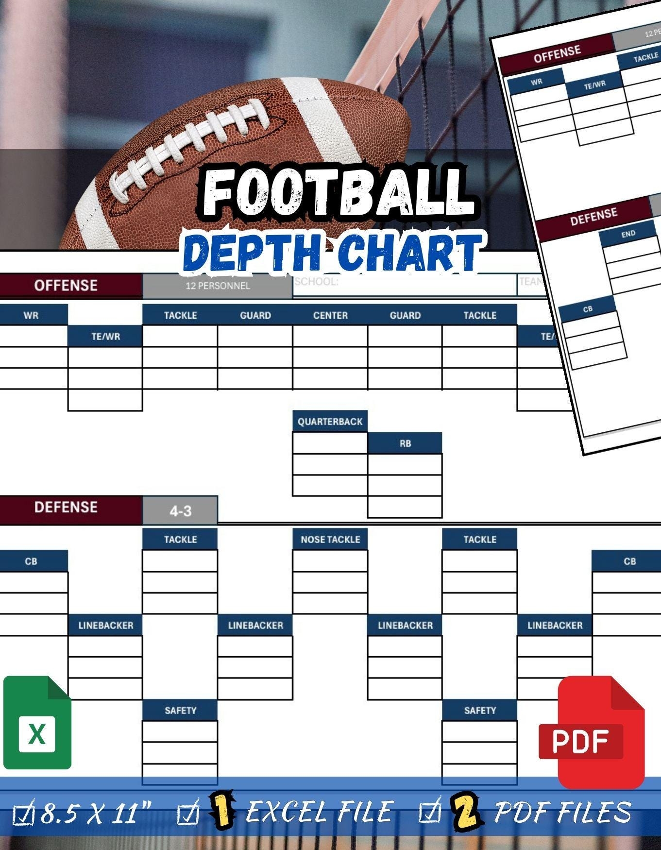 Printable Football Depth Chart Template