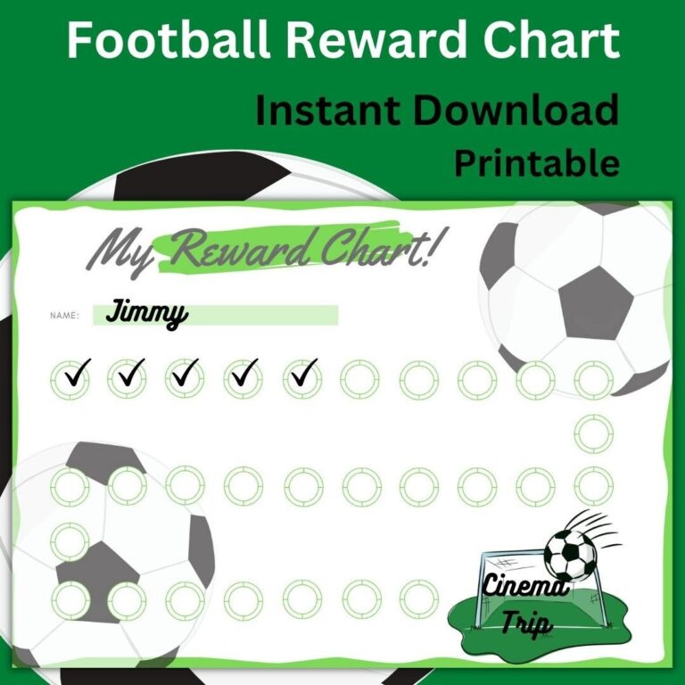 Football Reward Chart For Kids Behavior Tracker printable Etsy