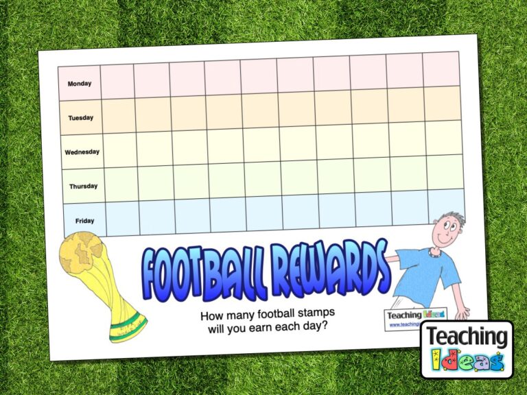 Football Reward Chart Teaching Ideas
