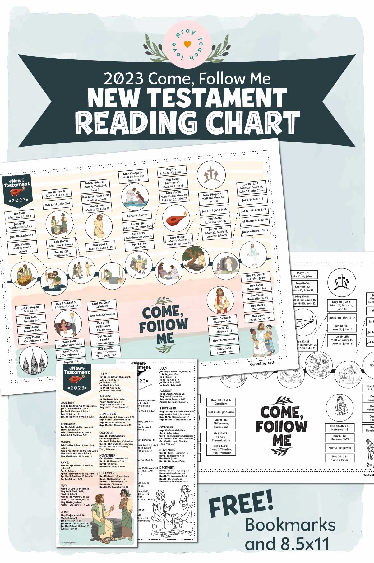 Free 2023 Come Follow Me New Testament Scripture Reading Chart