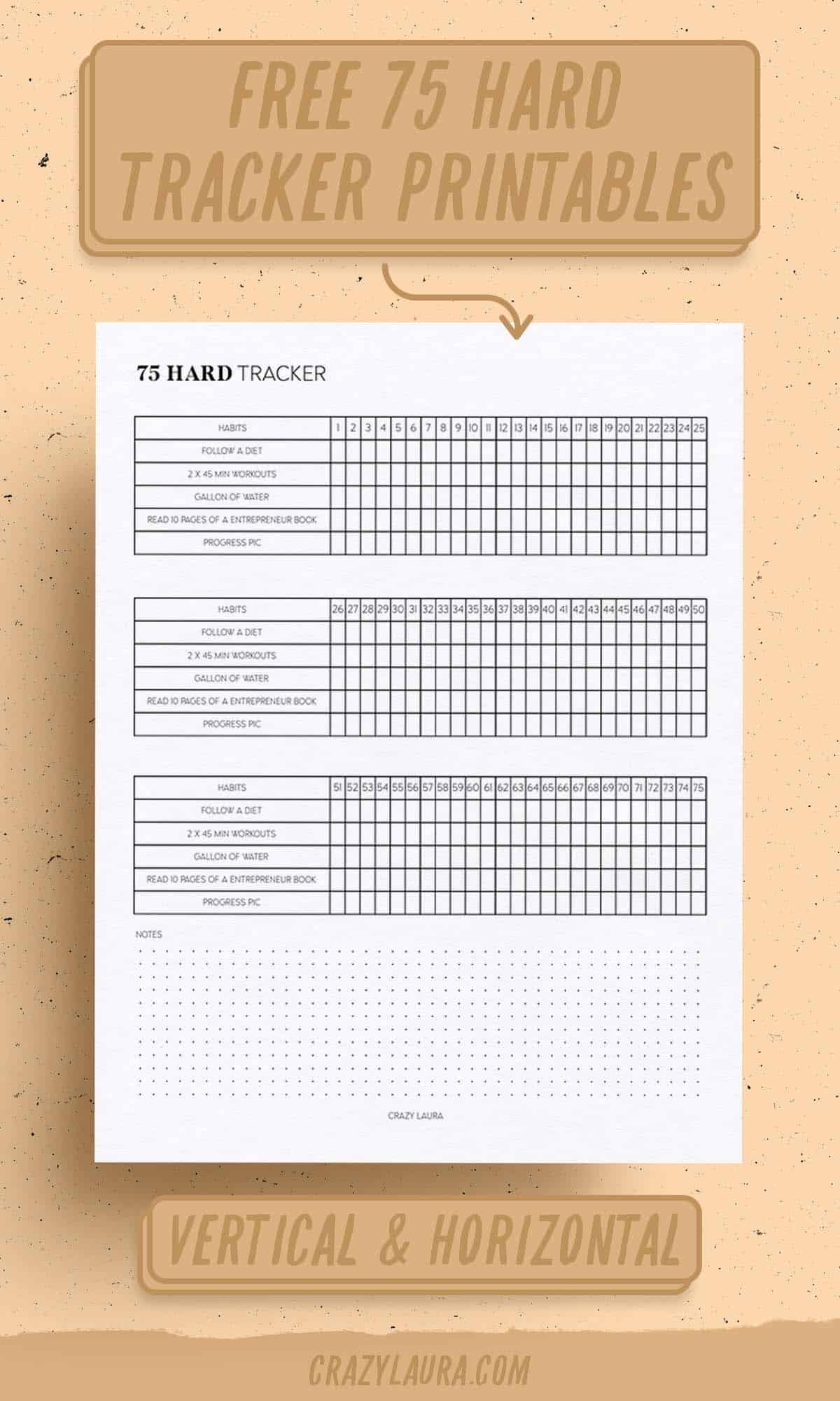 75 Hard Chart Printable