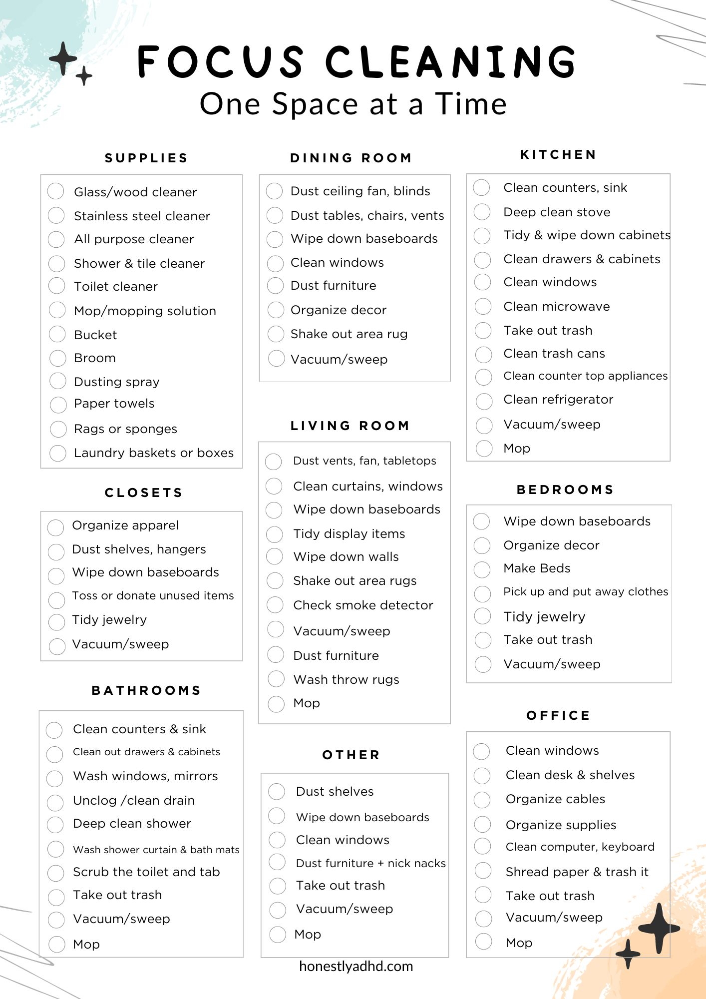 Free ADHD Cleaning Checklist How To Clean With ADHD Honestly ADHD