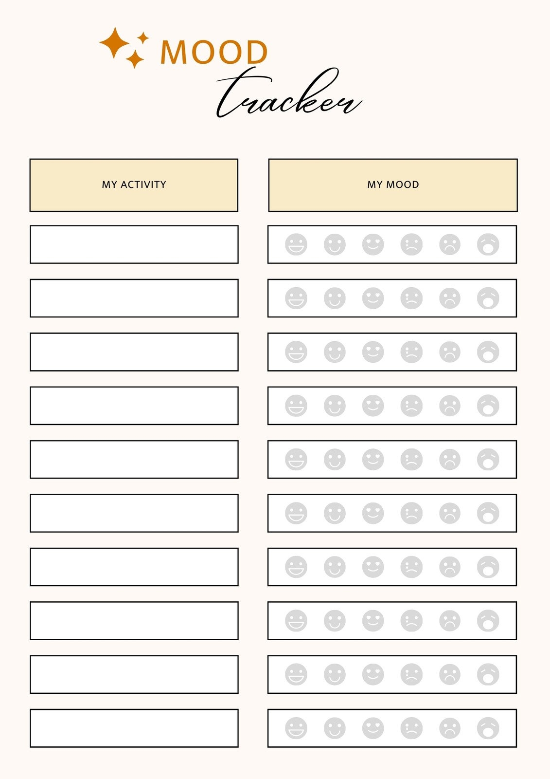 Printable Mood Elevator Chart