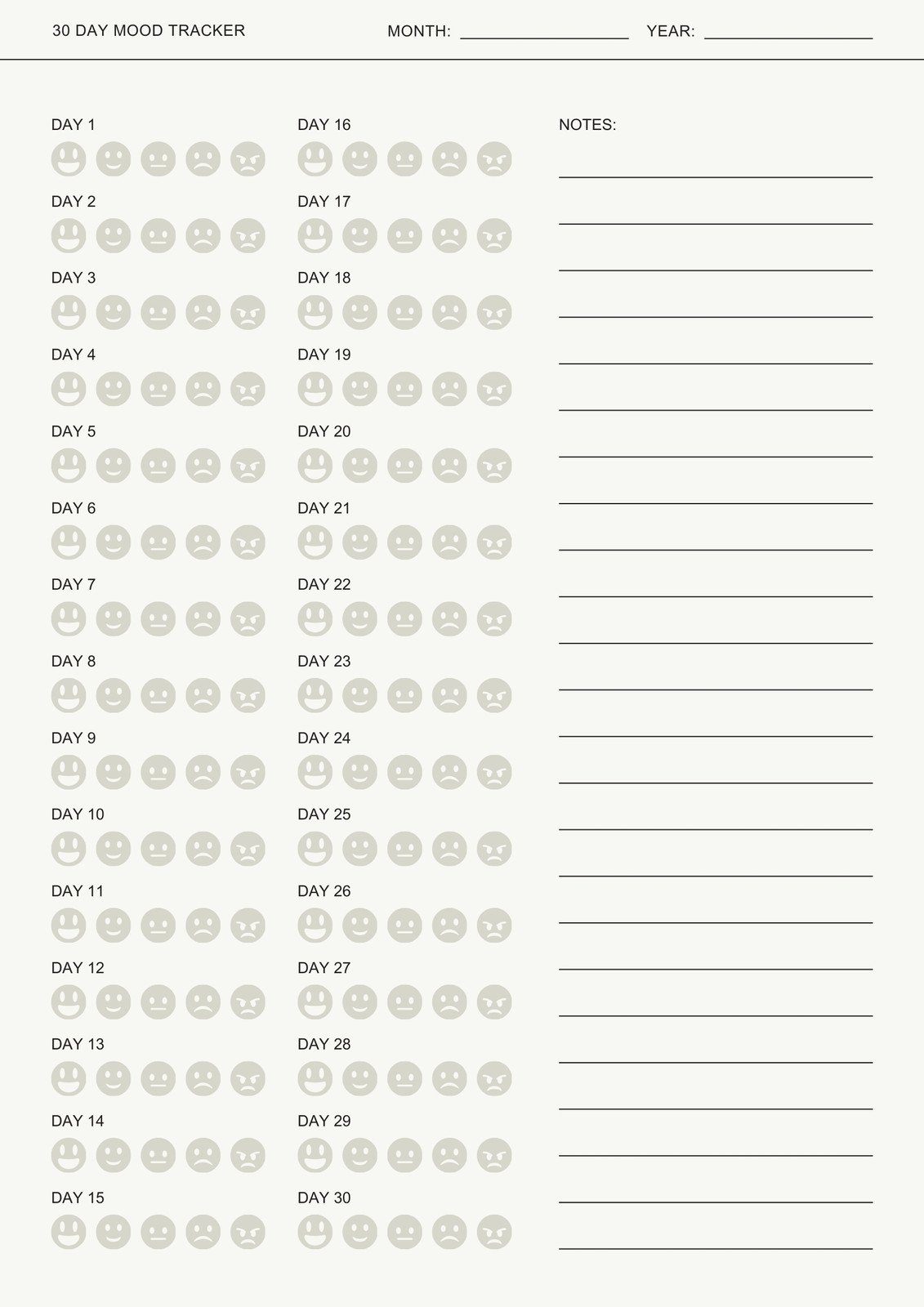 Printable Mood Meter Chart
