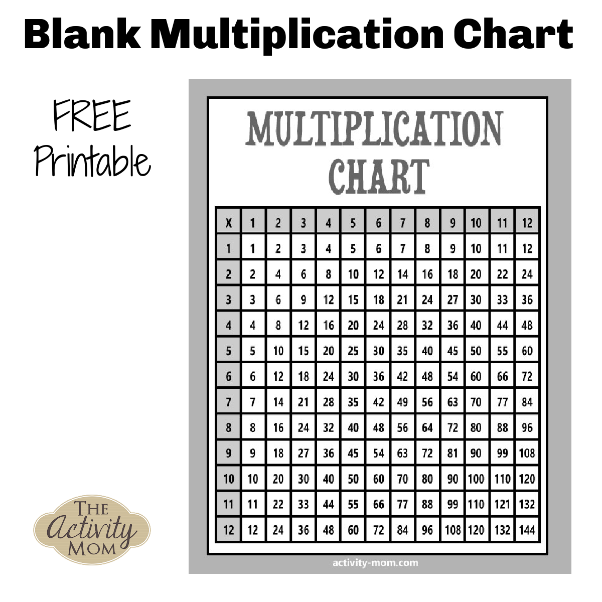 Free Black And White Multiplication Chart printable The Activity Mom Free Black And White Multiplication Chart printable The Activity Mom