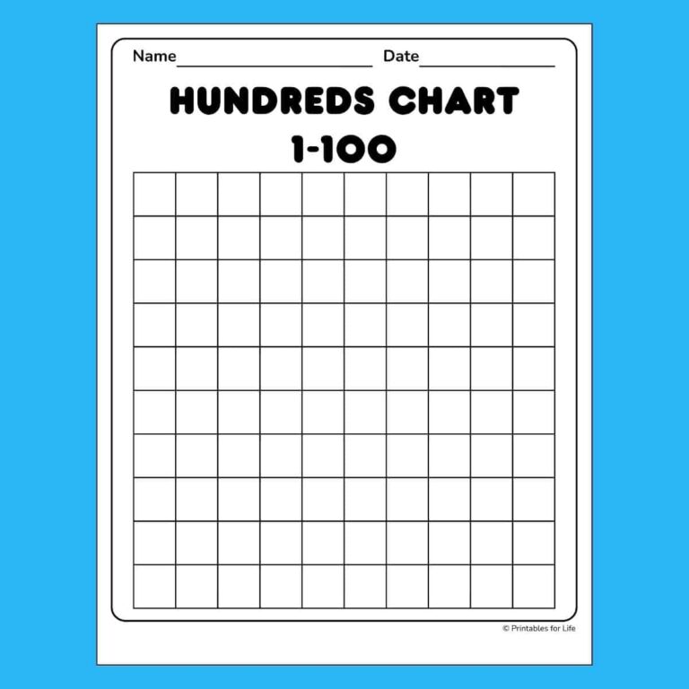 Free Blank Hundreds Chart Printable PDF
