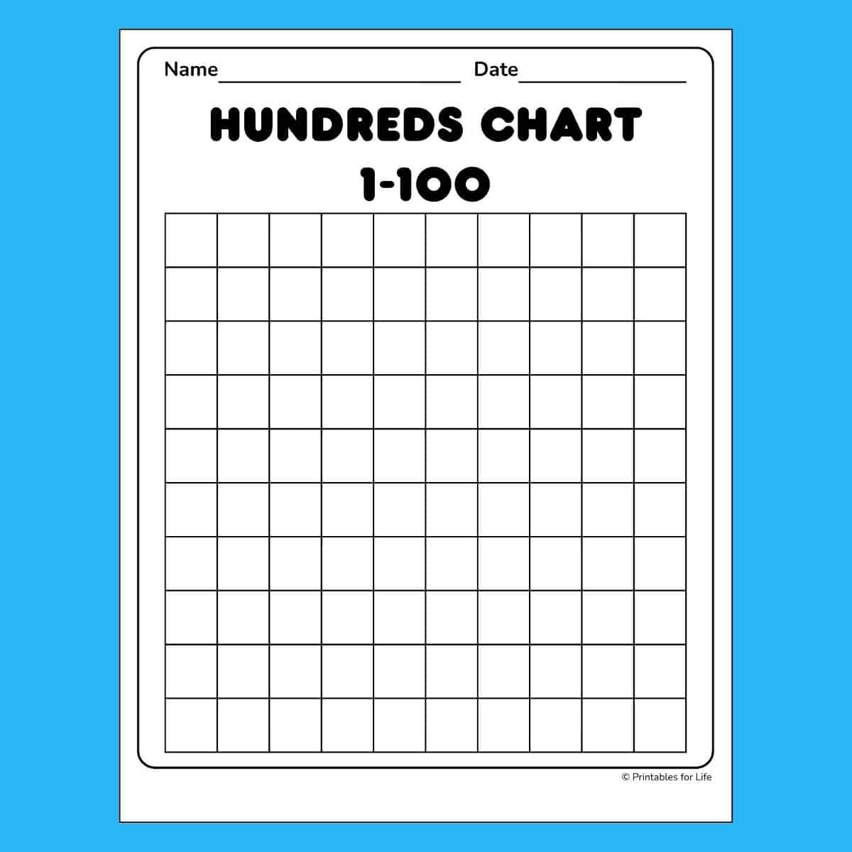 100 Hundred Chart Printable 100 Hundred Chart Printable