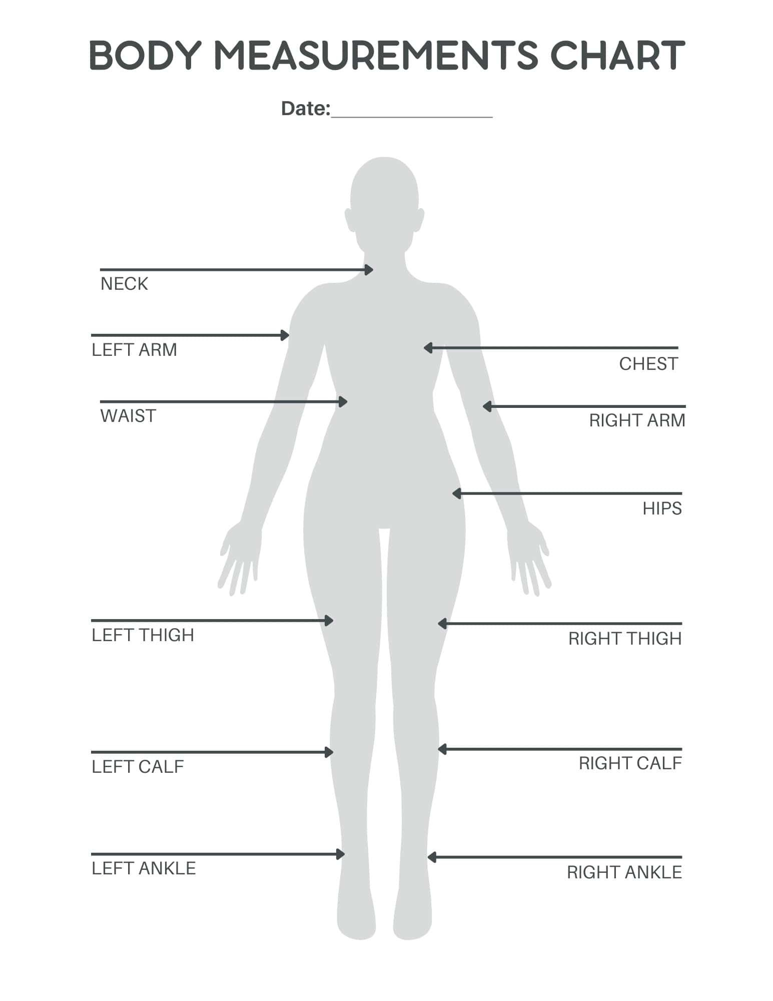 Free Printable Body Measurement Chart Pdf