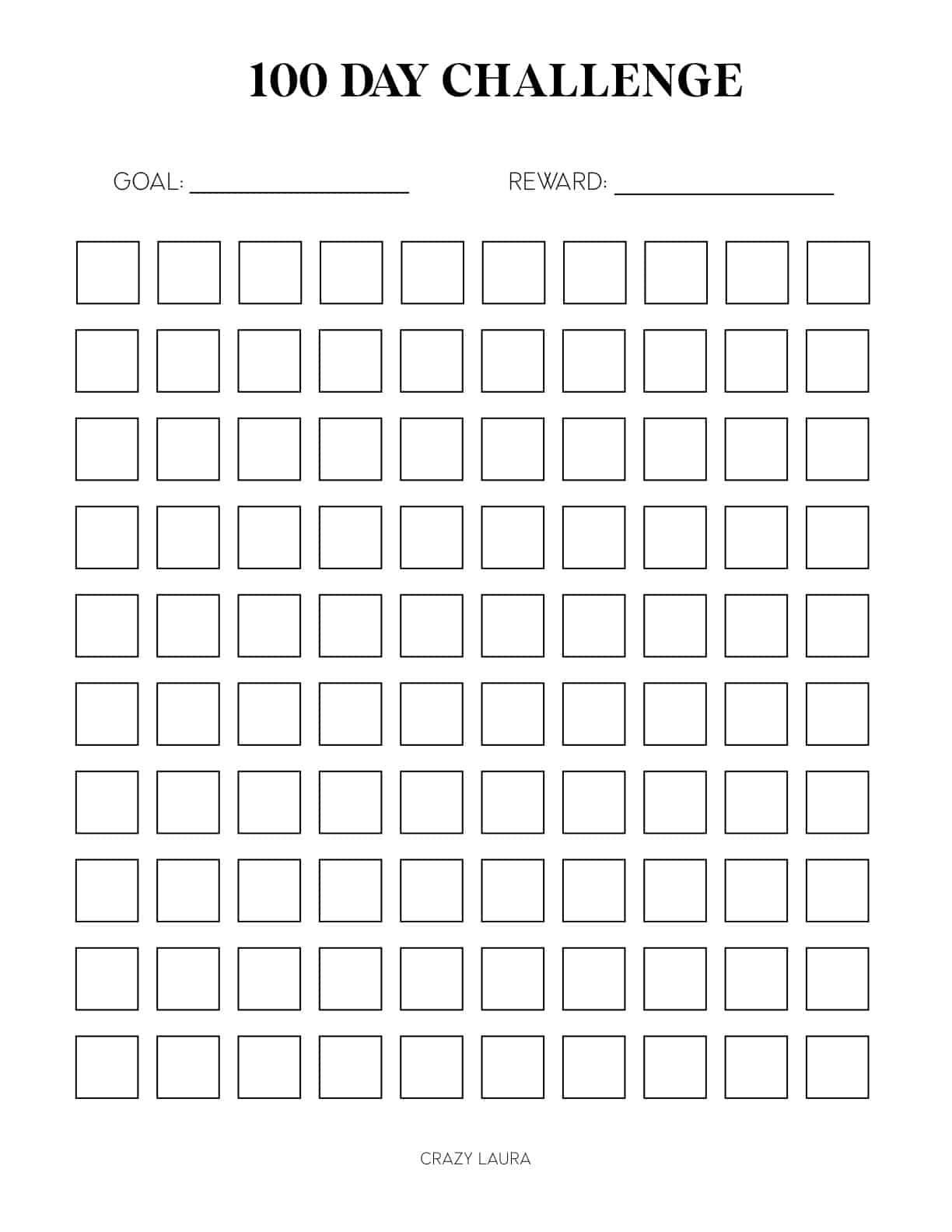 30 Day Challenge Chart Printable