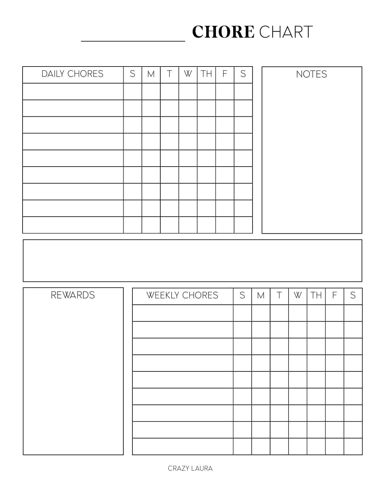 Free Chore Chart Printable With Weekly And Daily Versions Crazy Laura