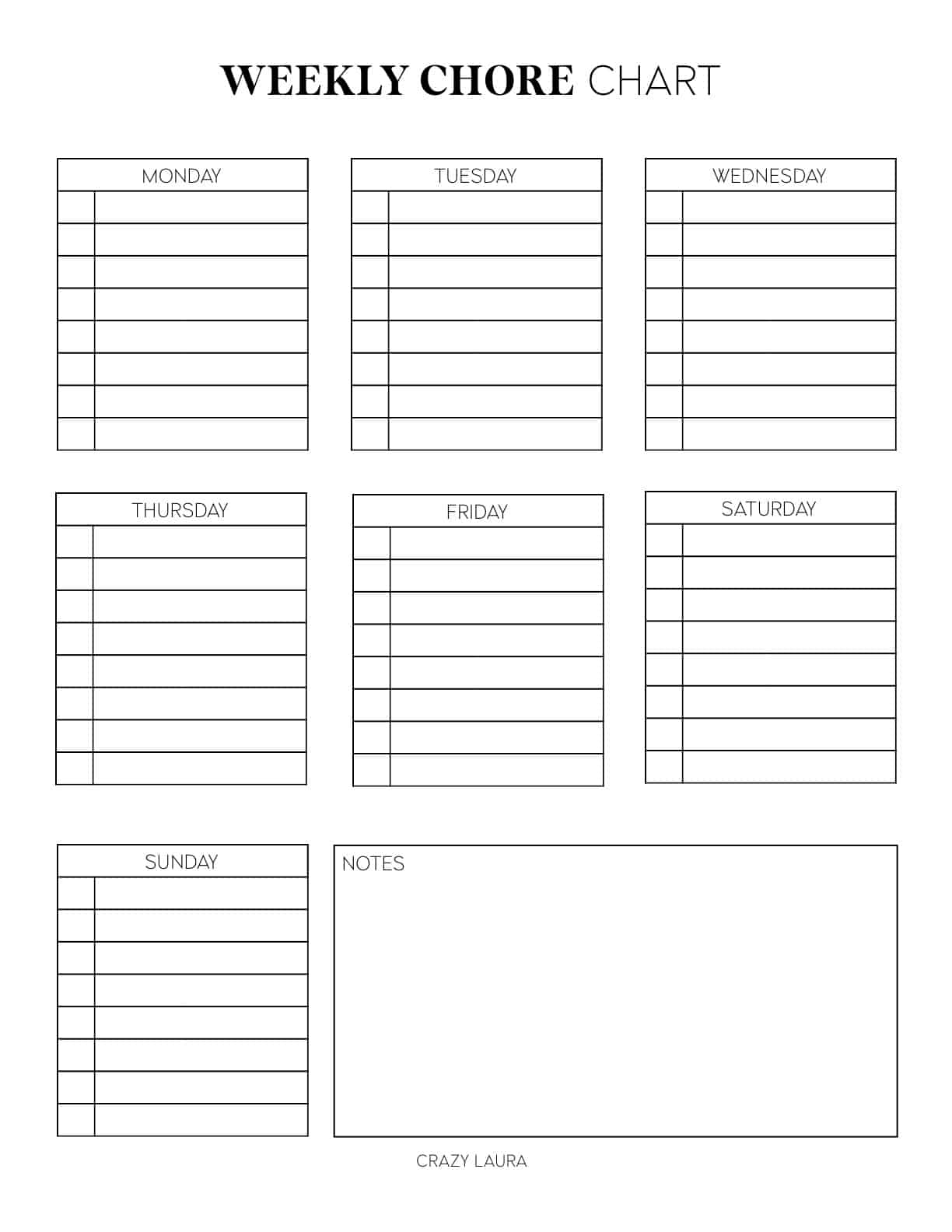 Free Chore Chart Printable With Weekly And Daily Versions Crazy Laura