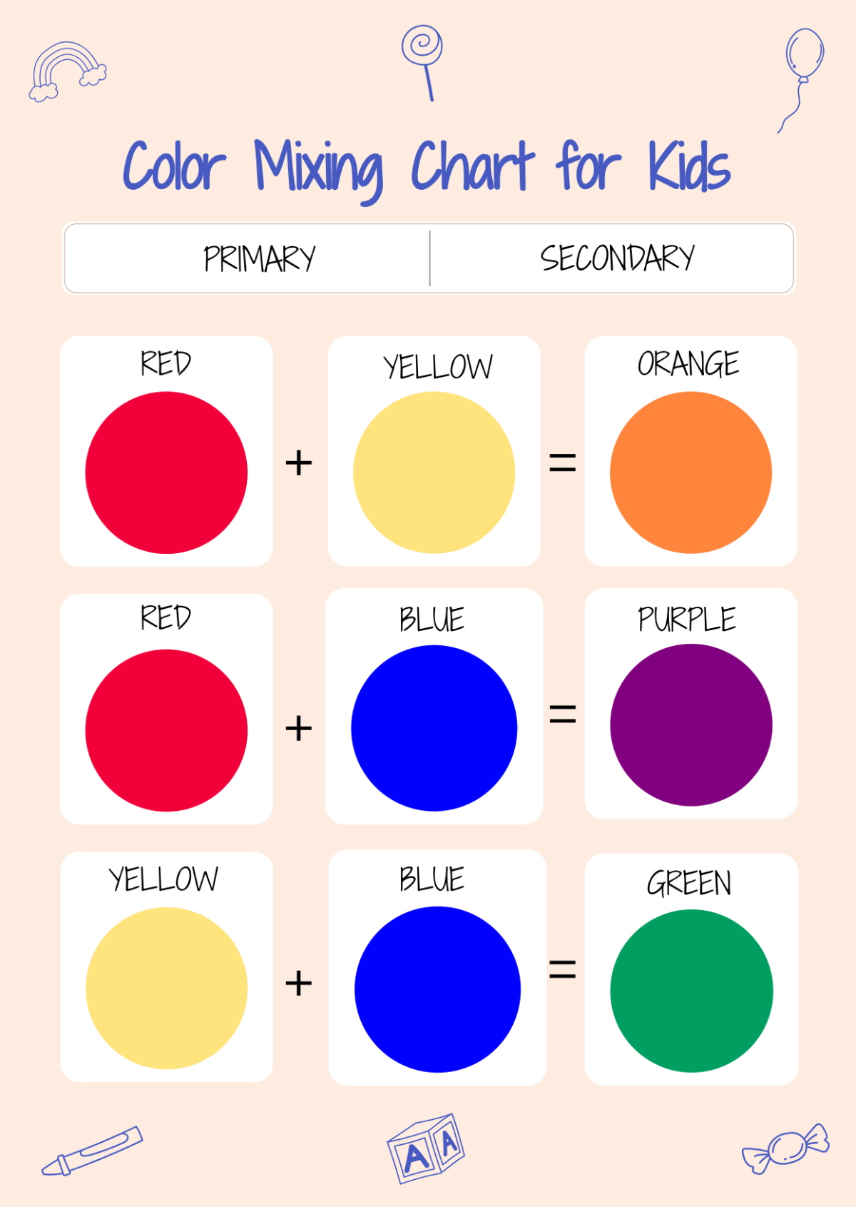 Color Mixing Chart Printable Blank