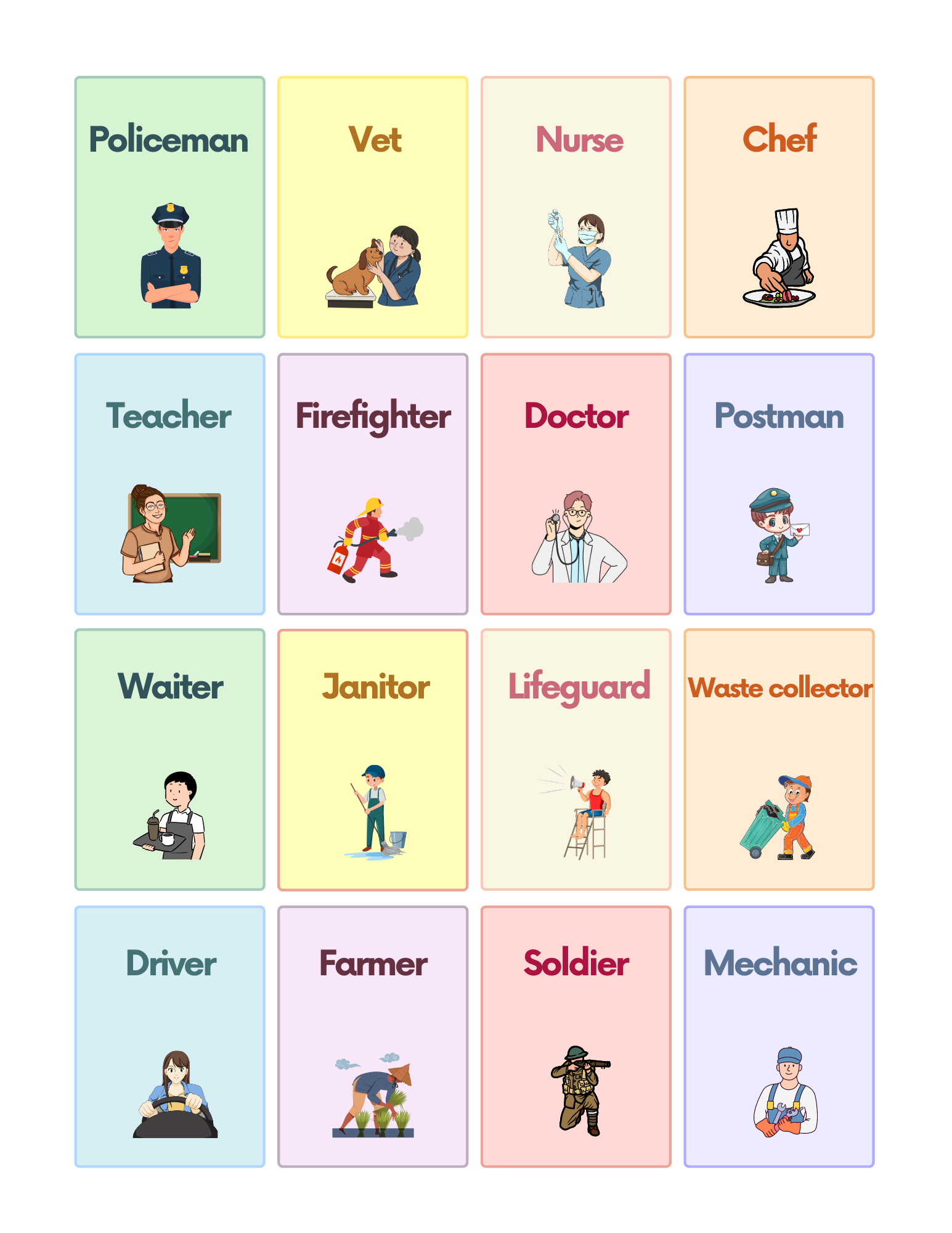 Community Helpers Chart Printables