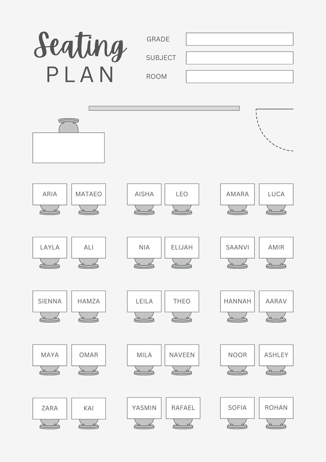 Free Custom Printable Seating Chart Templates Canva